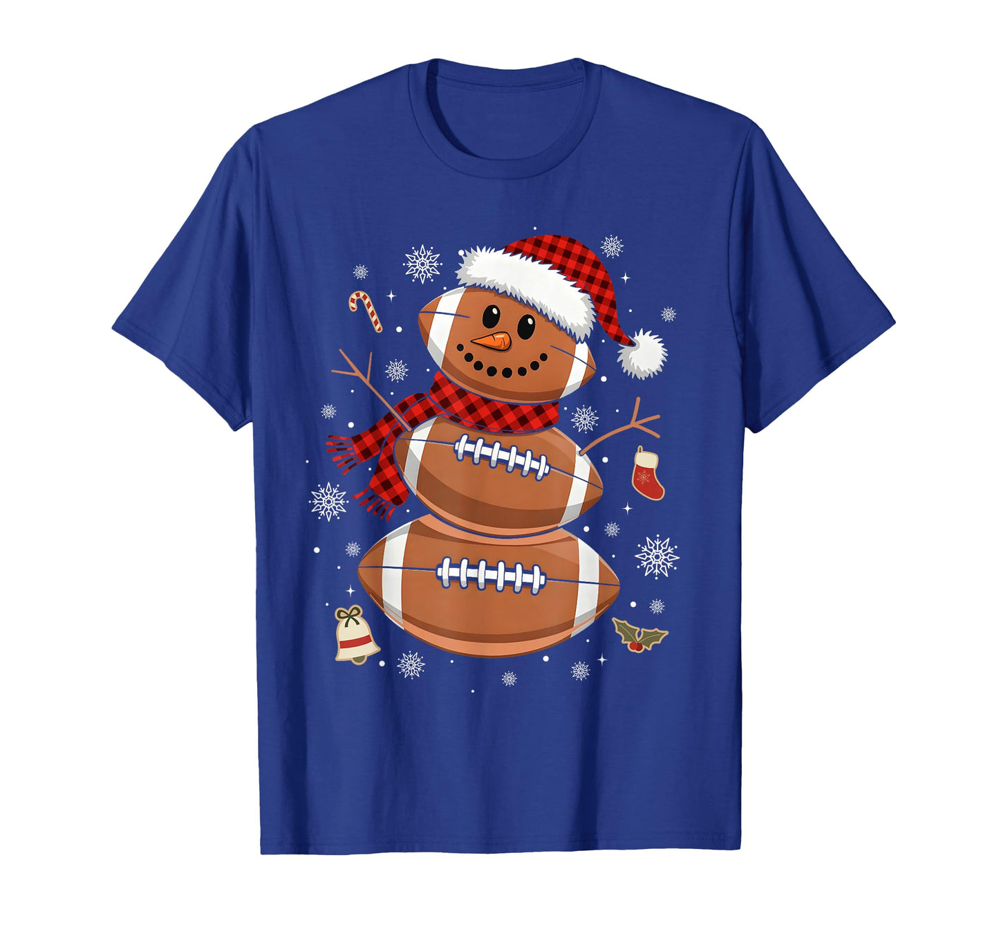 Football Snowman Rugby Christmas Pajamas Women Men Kids T-Shirt