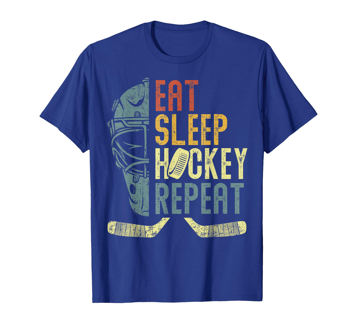 Eat Sleep Hockey Repeat Kids Adult Ice Hockey Retro Vintage T-Shirt