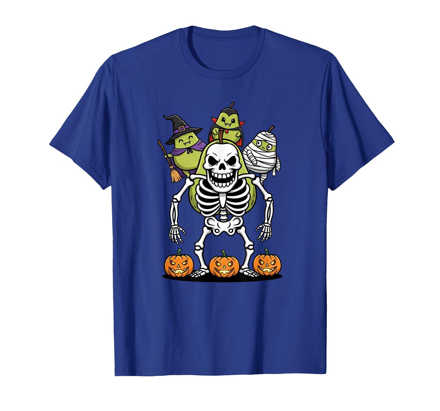 Funny Pear Skeleton Mummy Witch Halloween Kids Mens Womens T-Shirt