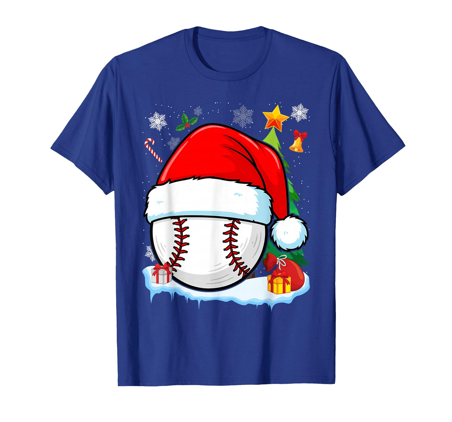 Baseball Christmas Funny Santa Hat Men Women Kids Boys T-Shirt
