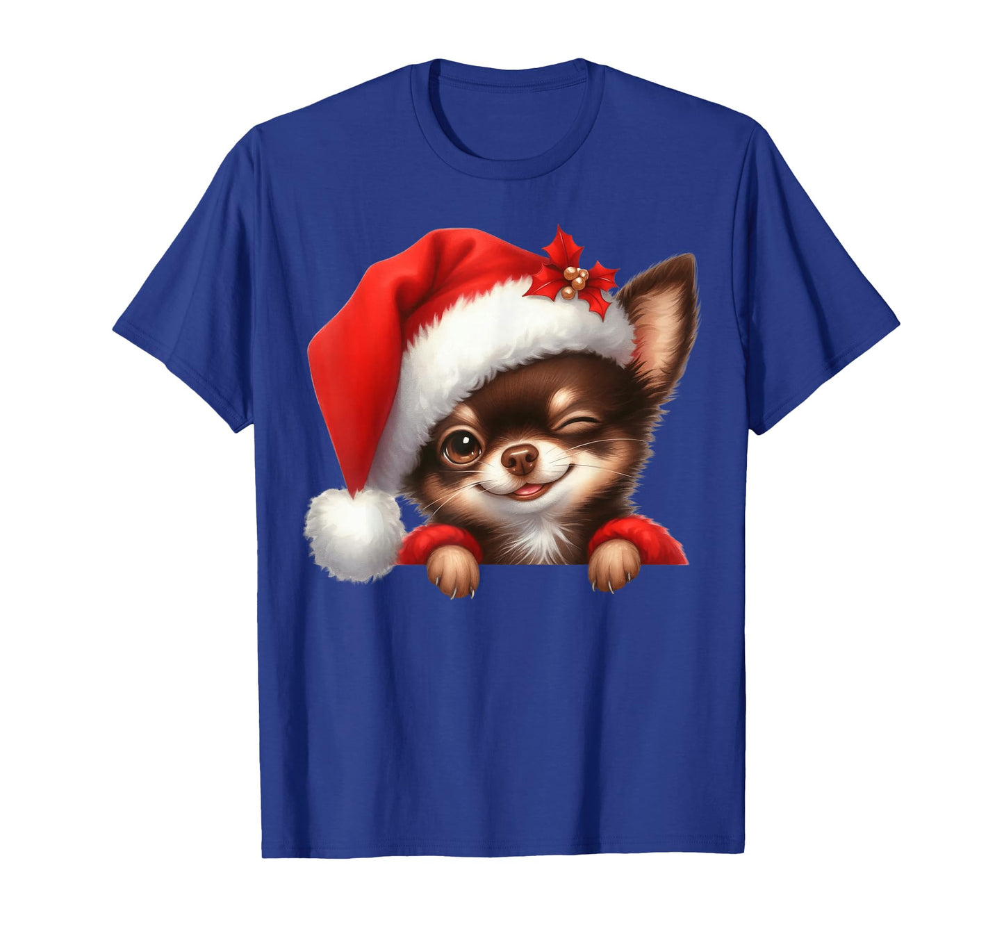 Chihuahua Dog Christmas Santa Hat Dog Mom Dad T-Shirt