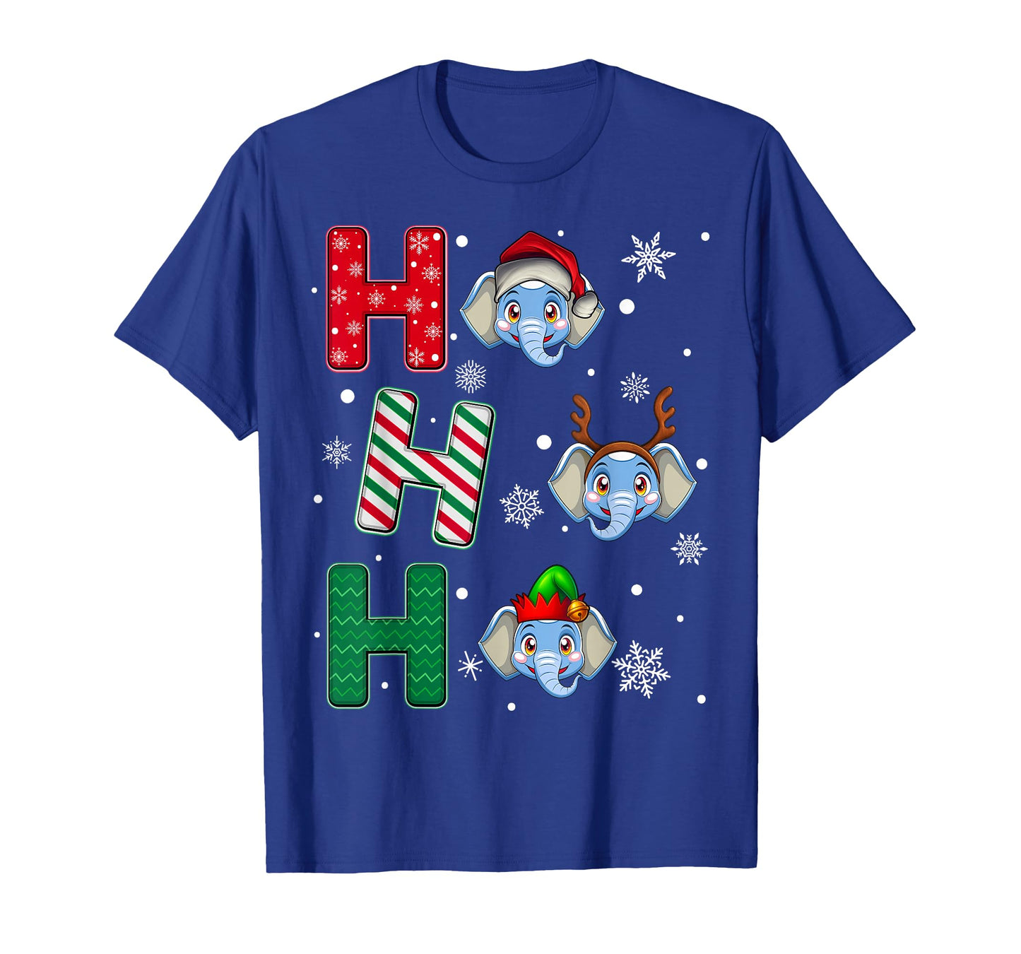 Ho Ho Ho Elephant Animal Matching Santa Elf Xmas T-Shirt