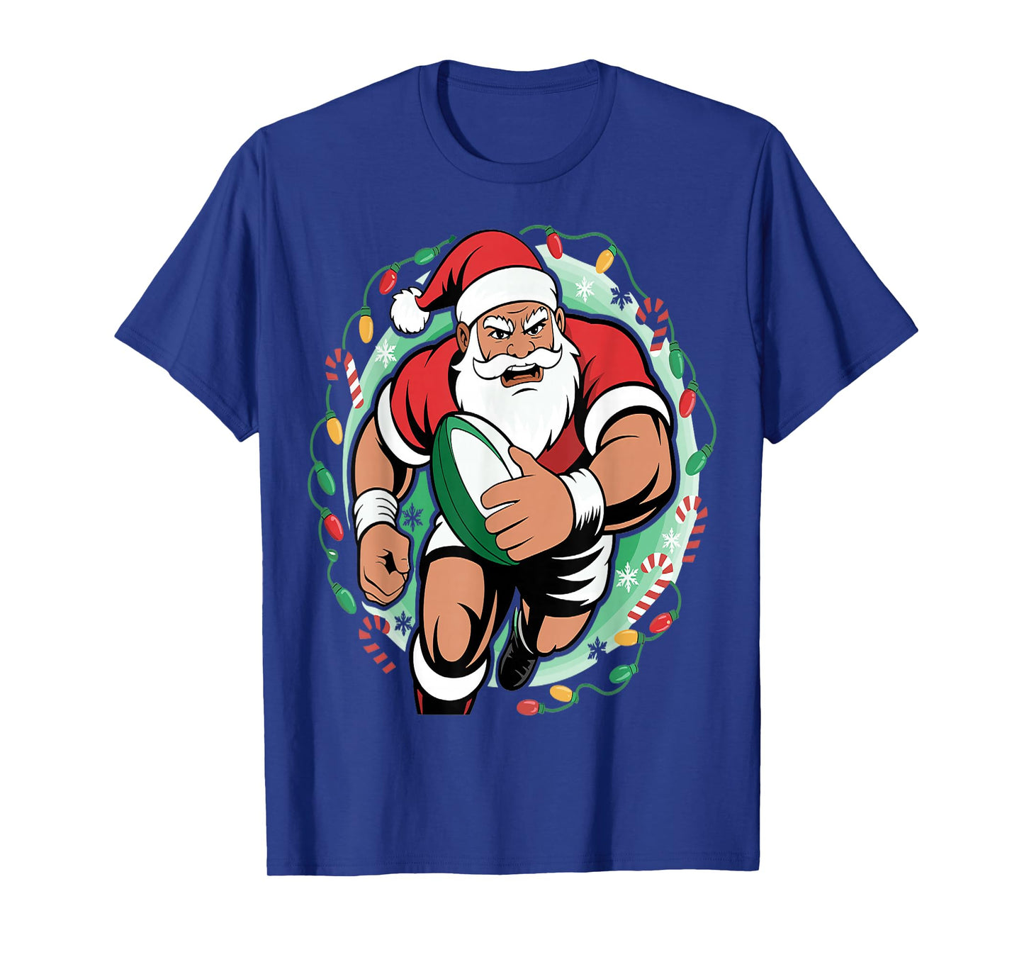 Funny Santa Claus Playing Rugby Christmas Sports T-Shirt