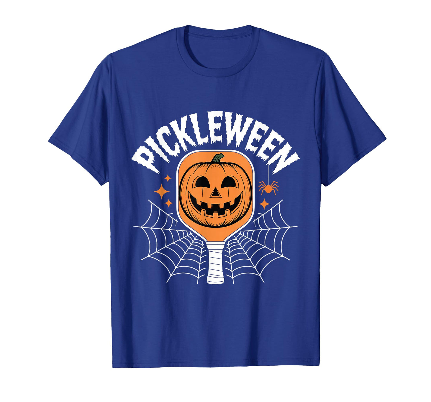 Pickleween Pickleball Paddle Funny Halloween Spider Pumpkin T-Shirt