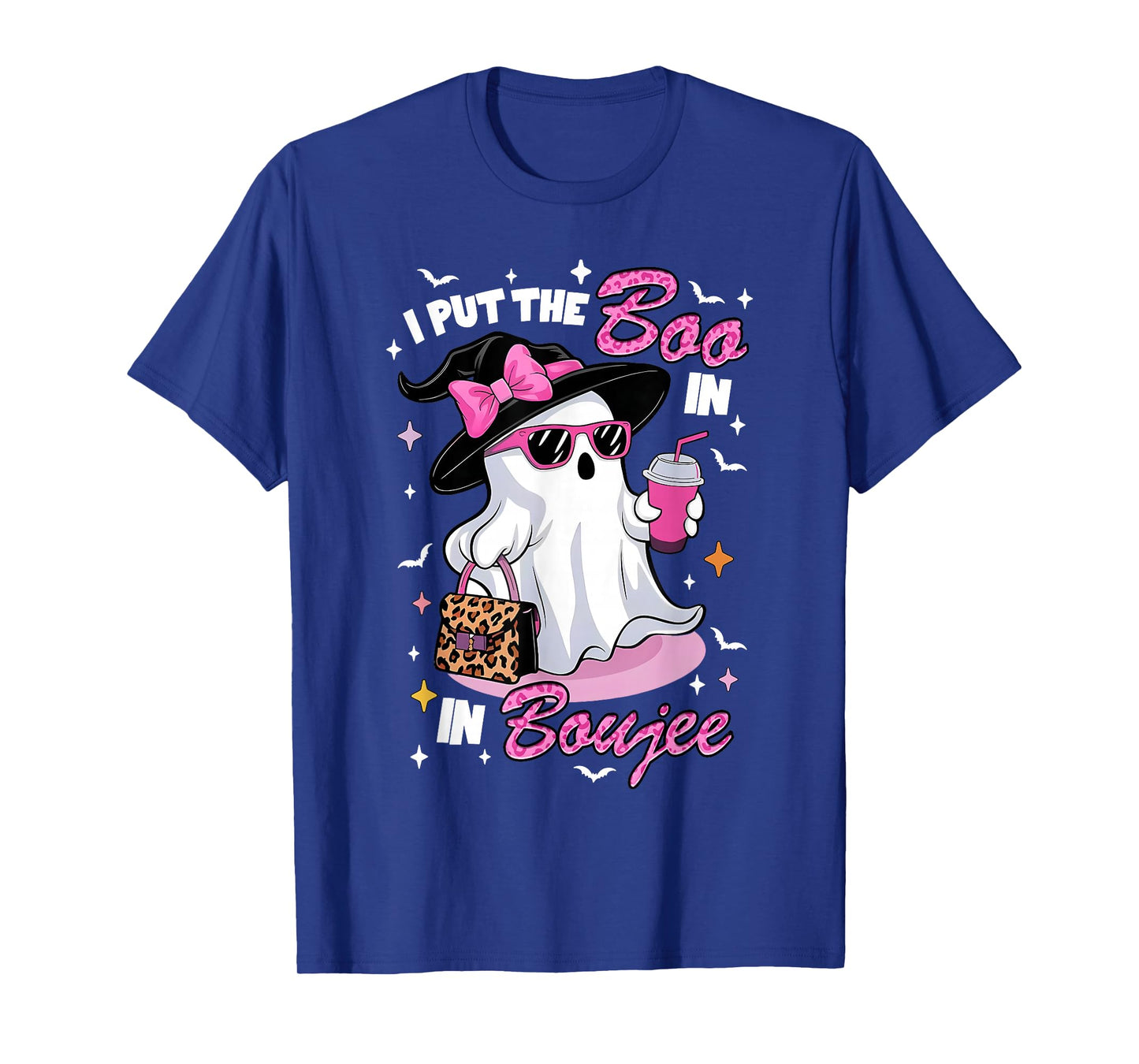 Pink Coquette Leopard Ghost Coffee Halloween Boujee Ghost T-Shirt