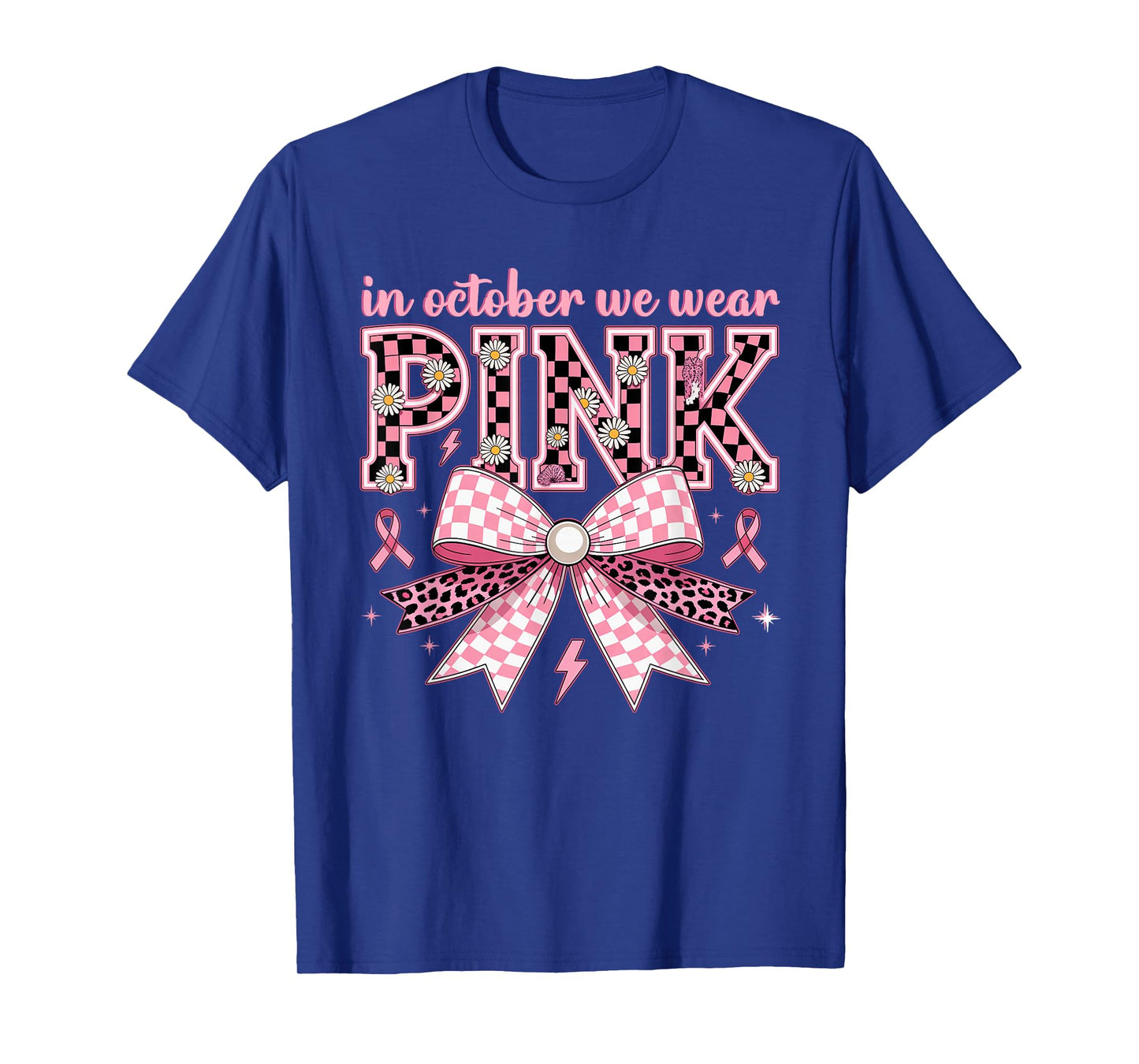 in October We Wear Pink Ghost Witch Breast Cancer Awareness T-Shirt
