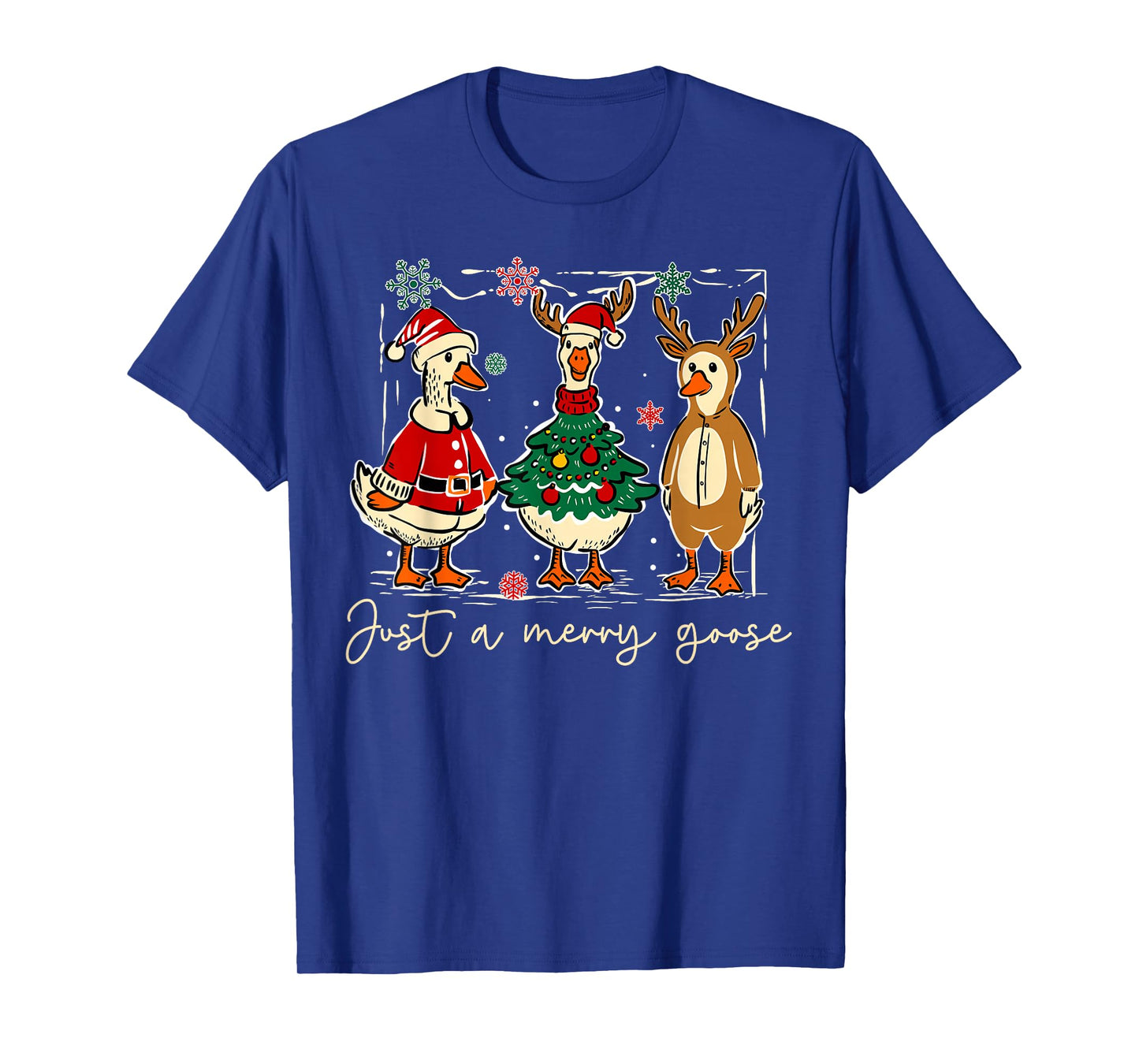 Just A Merry Goose Funny Christmas Xmas Pajamas Family T-Shirt