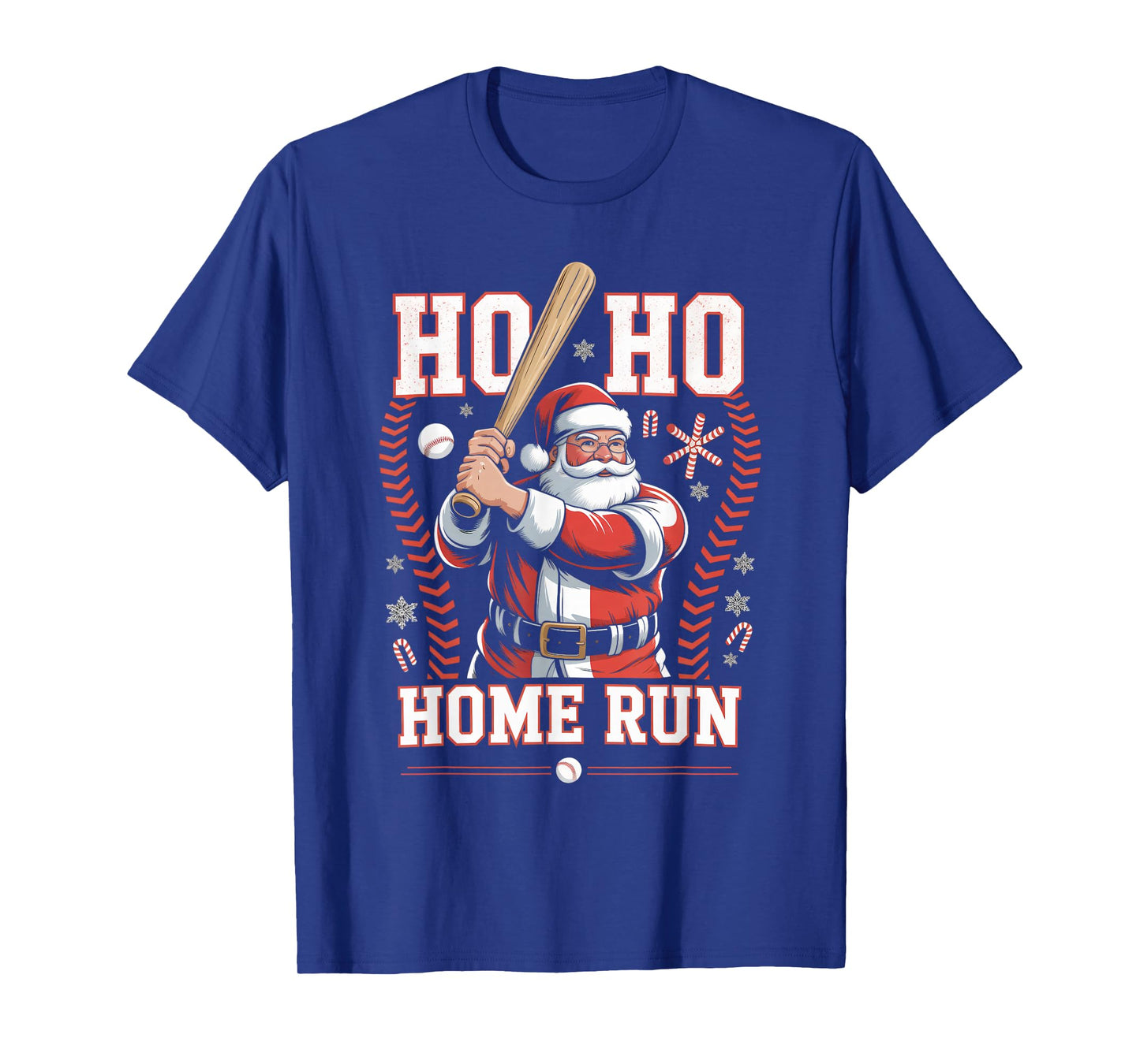 Ho Ho Home Run Baseball Christmas Funny Holiday Sports Santa T-Shirt