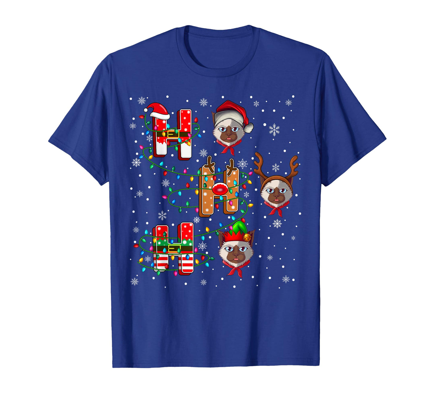 Ho Ho Ho Santa Reindeer Hat Elf Ragdoll Cat Animal Christmas T-Shirt