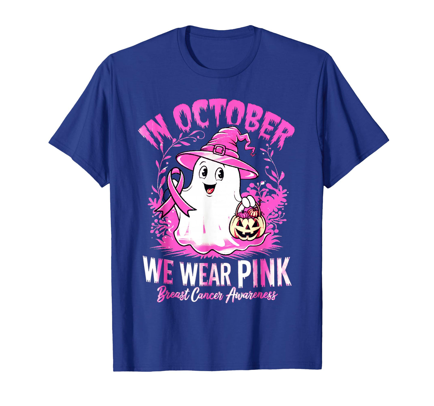 Breast Cancer Women Halloween in October We Wear Pink T-Shirt