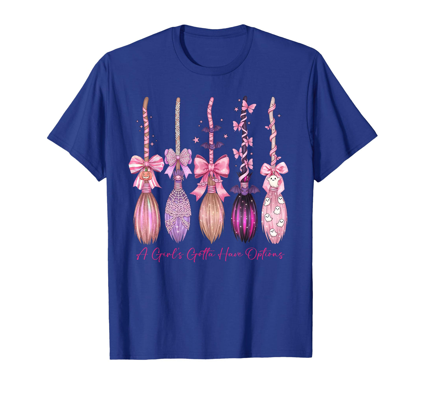 Cute Preppy Halloween A Girls Gotta Have Options Witch Broom T-Shirt