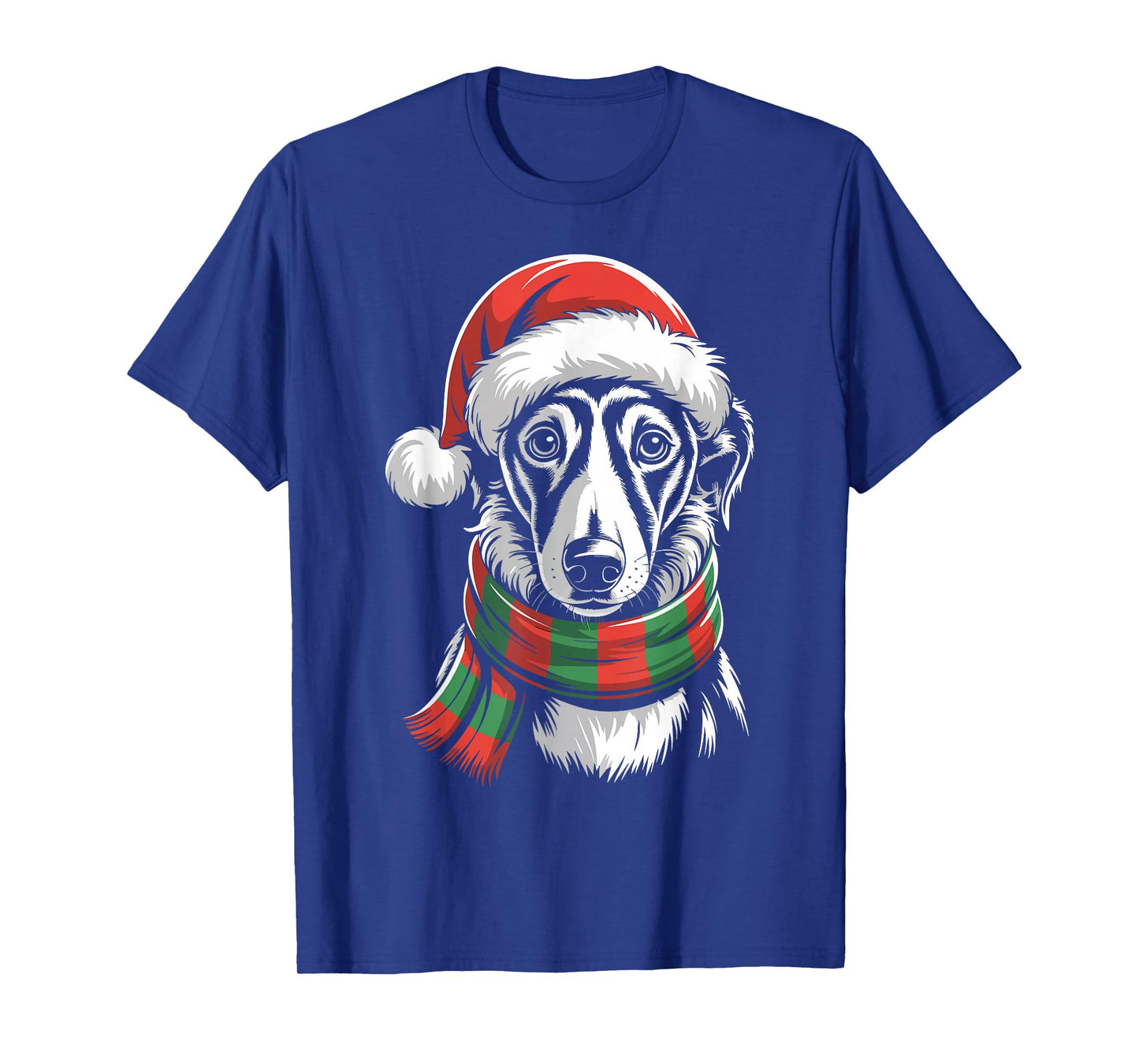 Greyhound Dog Xmas Santa Hat Scarf Christmas Costume T-Shirt