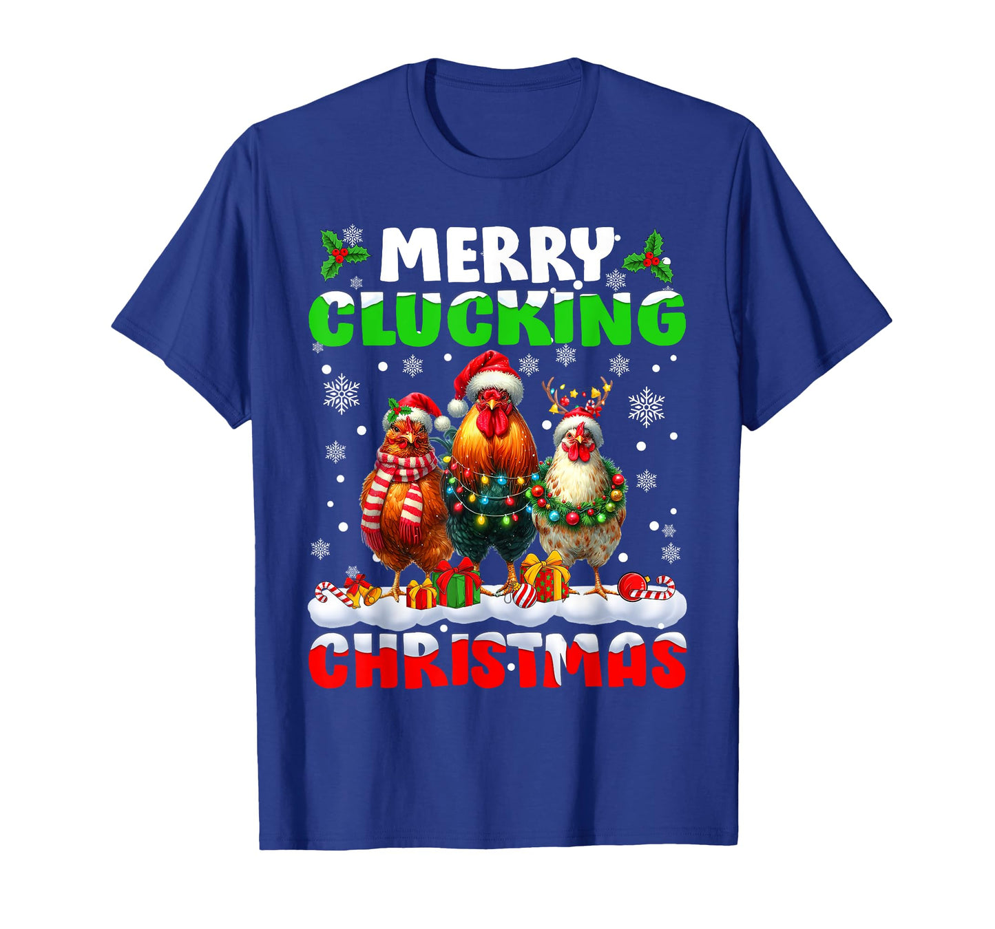 Merry Clucking Christmas Funny Chicken Santa Hat Xmas Pajama T-Shirt