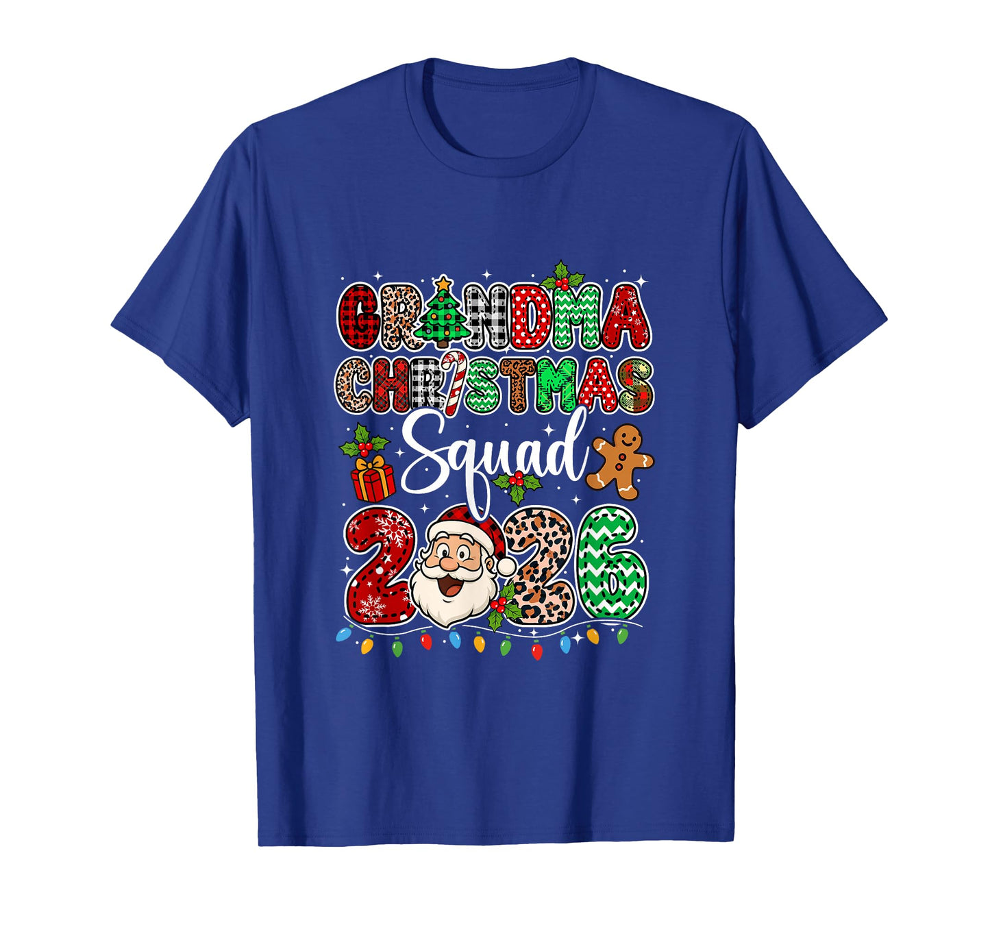 Grandma Christmas Crew 2026 Leopard Funny Santa Family Group T-Shirt