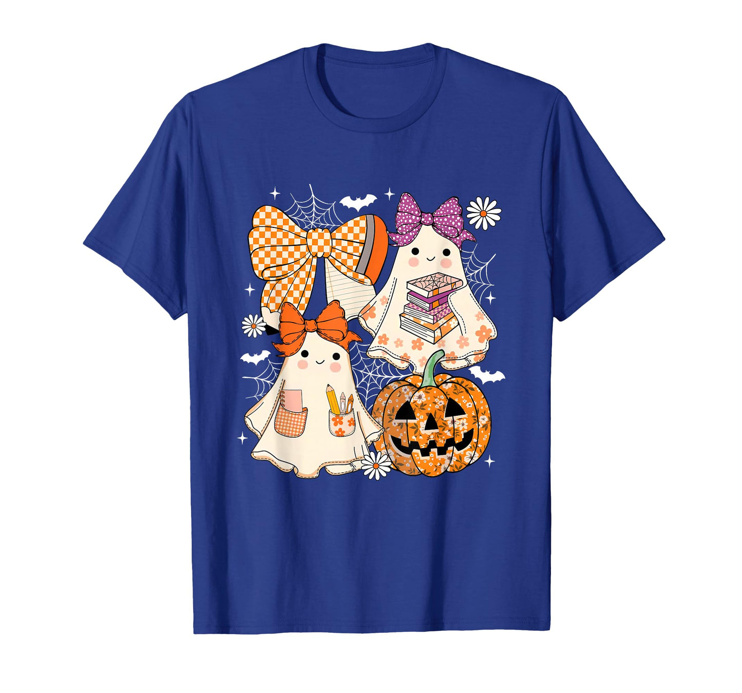 Coquette Floral Ghost Halloween Ghost Teacher Fall Vibes T-Shirt