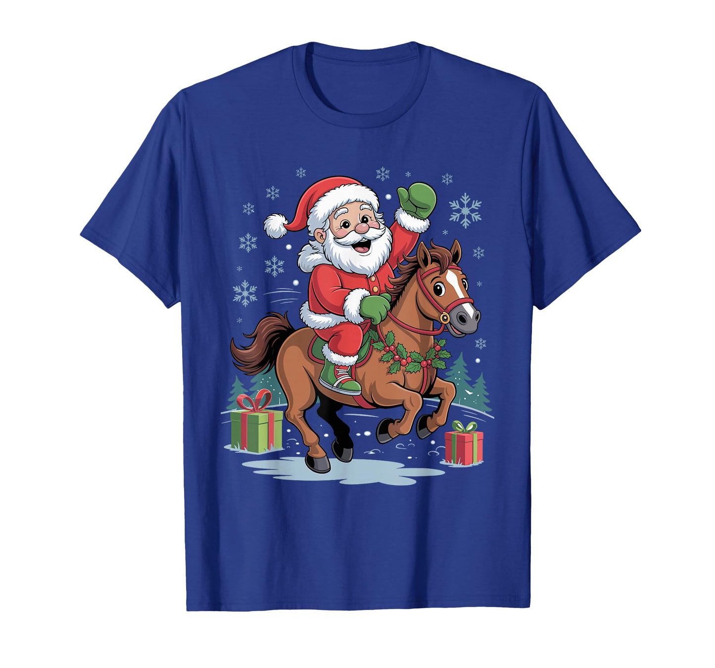 Santa Riding Horse Funny Equestrian Christmas Xmas Pajama T-Shirt