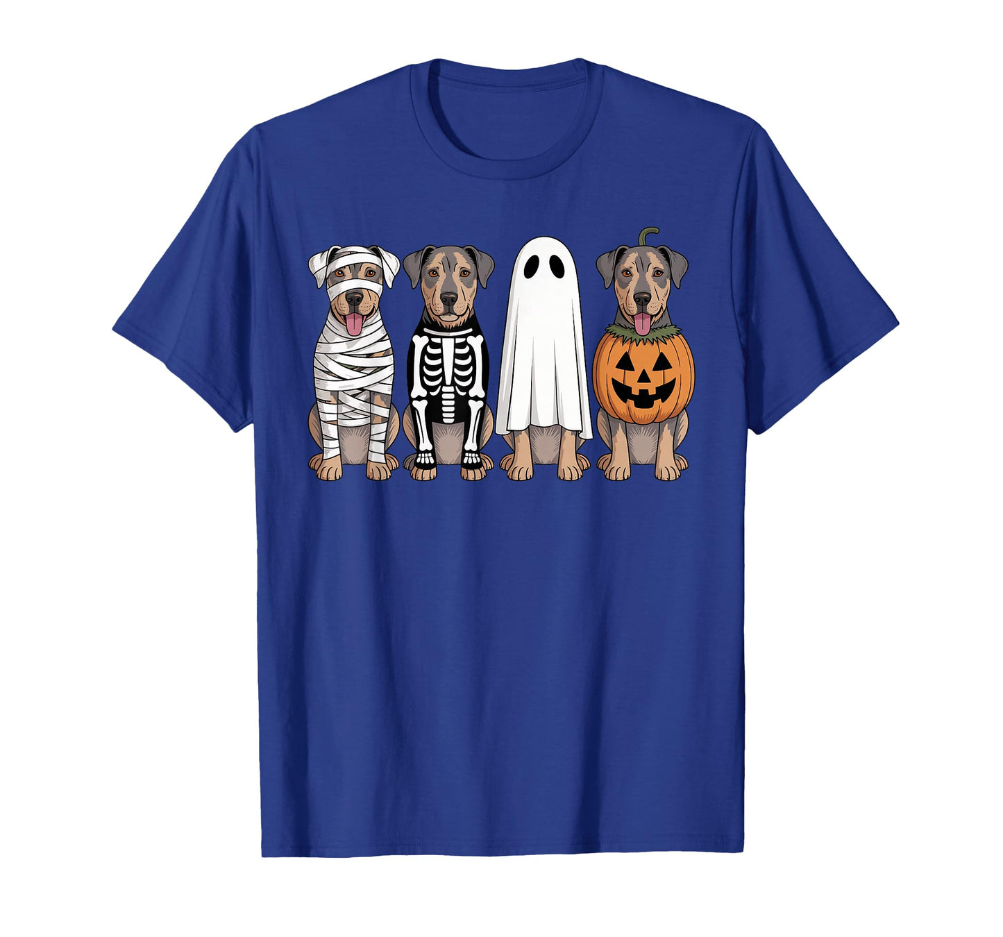 Spooky Ghost Catahoula Dog Pumpkin Halloween Skeleton T-Shirt