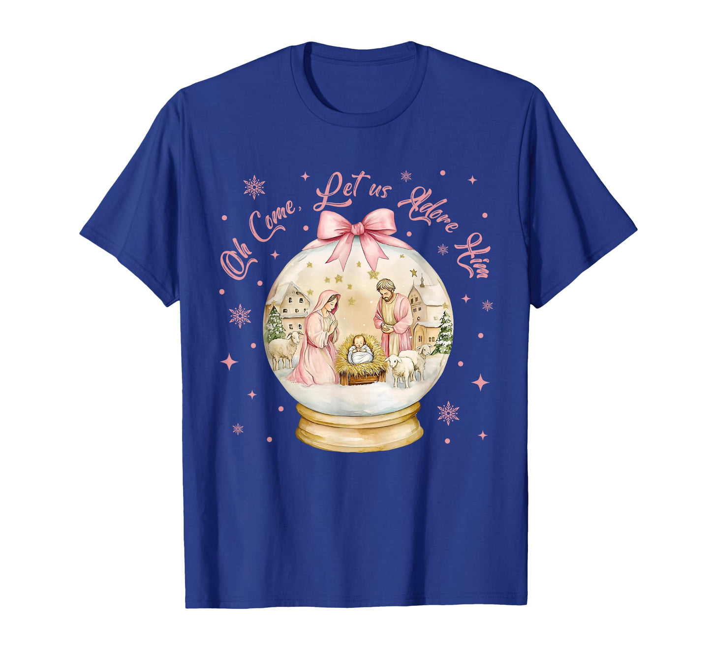 Oh Come Let Us Adore Him Jesus Christian Holiday Christmas T-Shirt