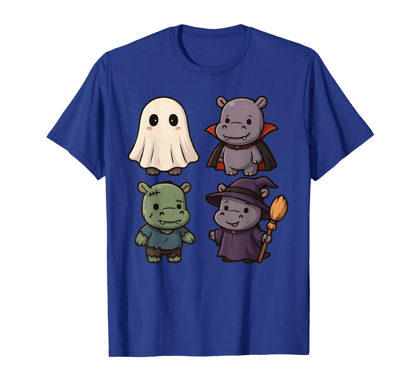 Funny Hippo Ghost Witch Zombie Halloween Costume Boys Girls T-Shirt
