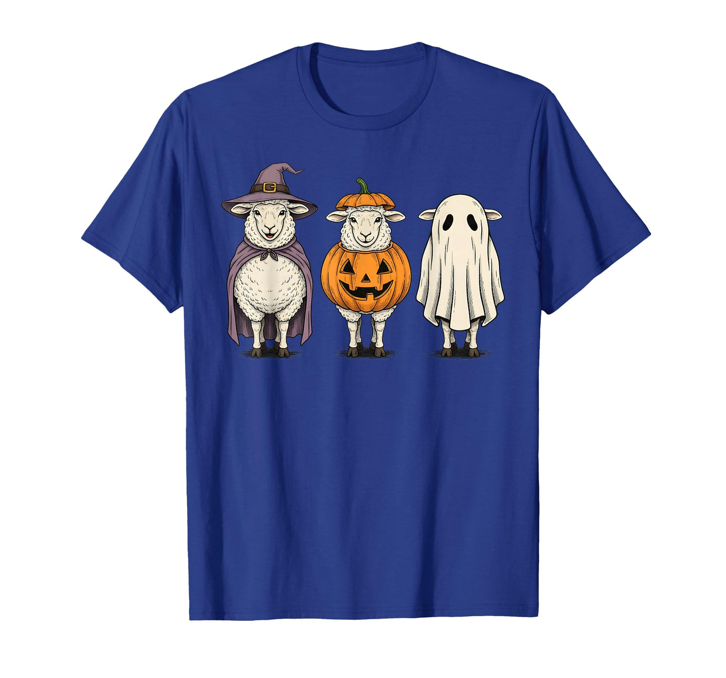 Spooky Ghost Sheep Pumpkin Halloween Farm Animal T-Shirt