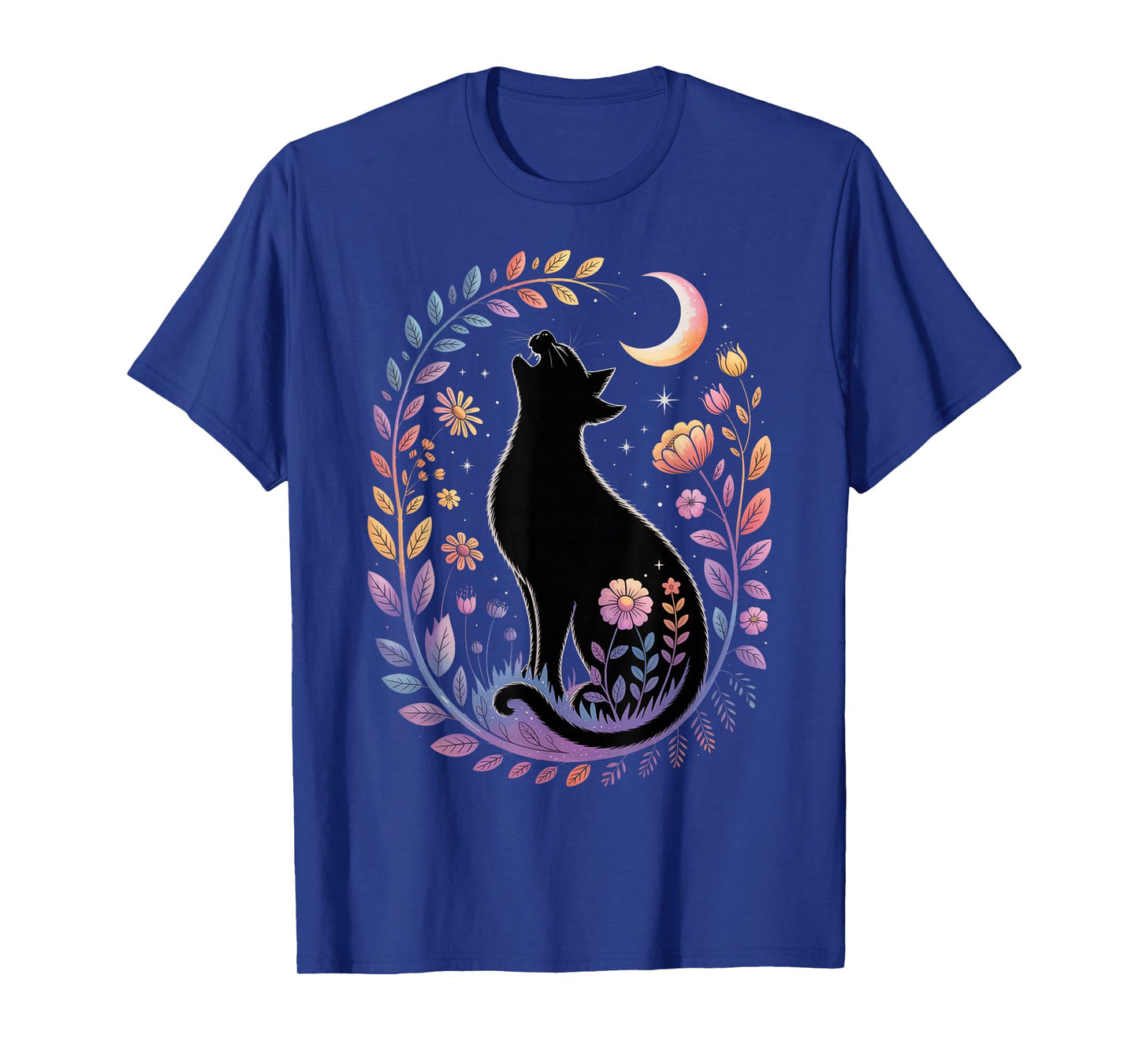 Starry Moon Cat - Witchcraft Aesthetic - Cozy Fall Vibes T-Shirt