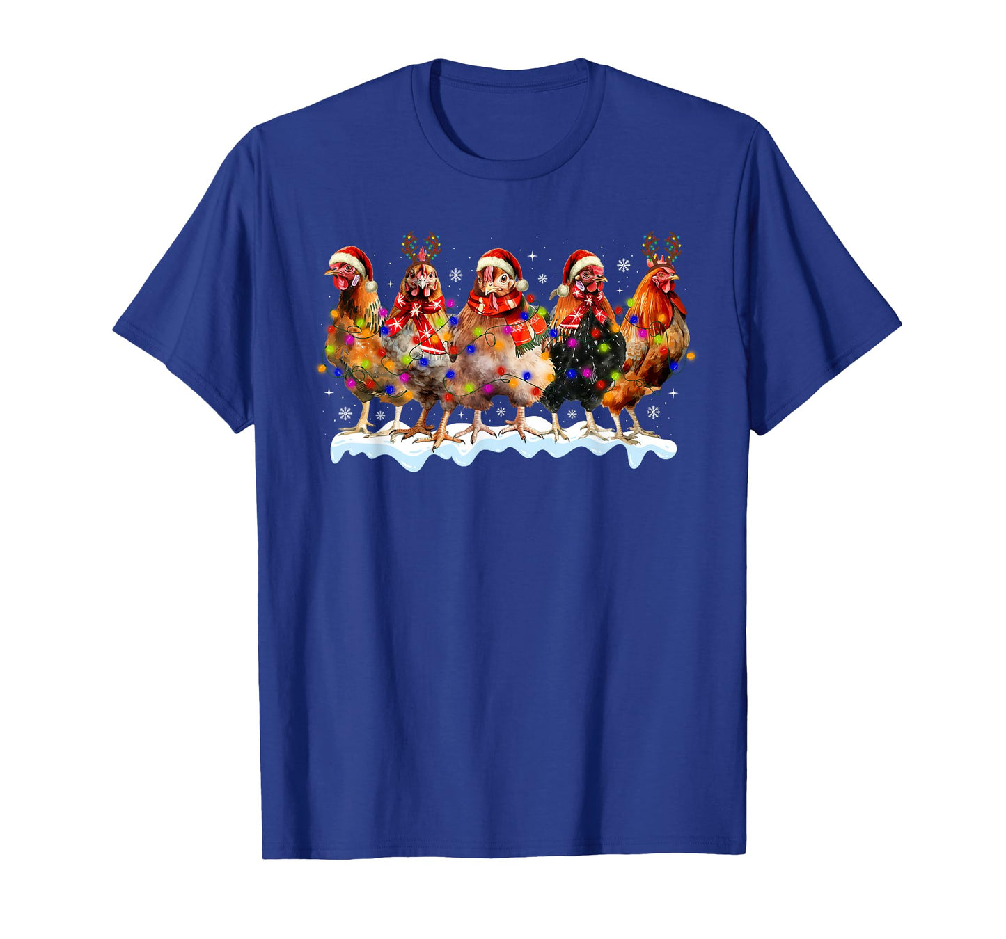 Funny Chicken Christmas Lights Farm Animal Lover Xmas Pajama T-Shirt