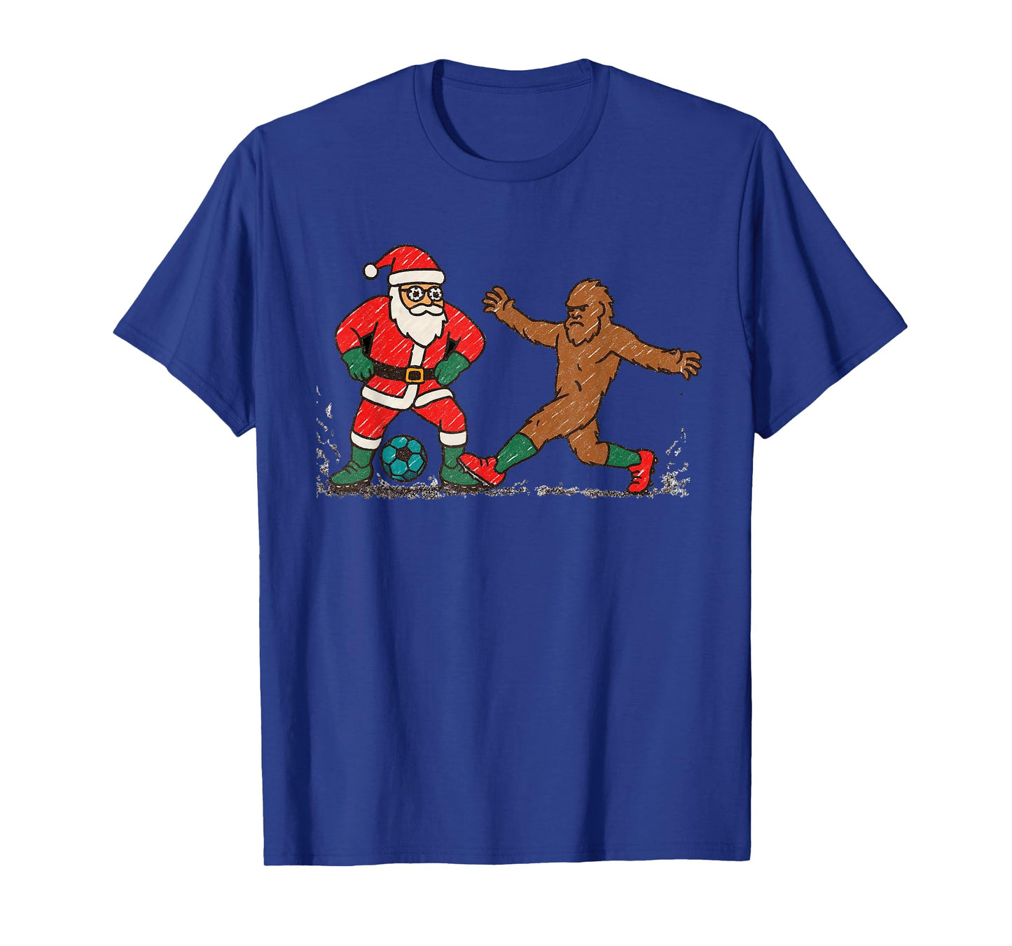 Santa Sasquatch Playing Soccer Christmas Funny Xmas Holiday T-Shirt