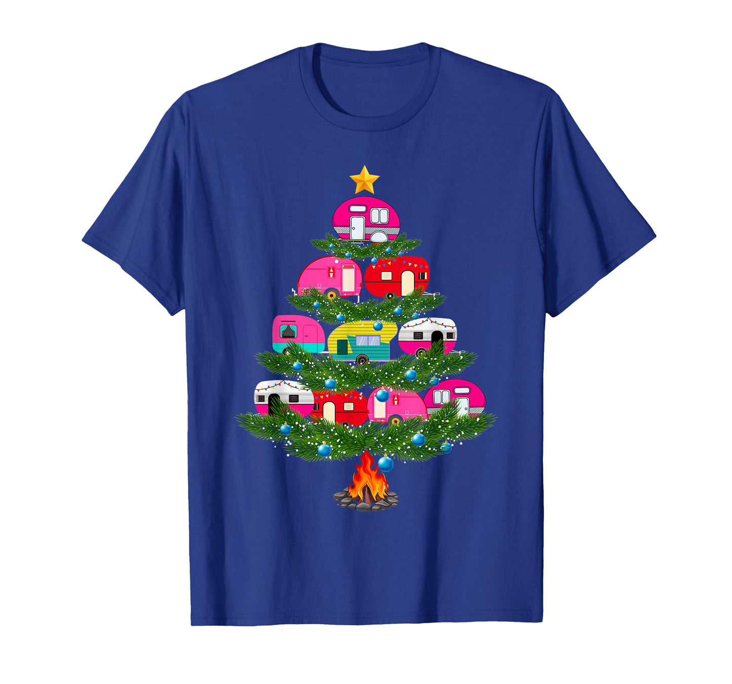 Lights Xmas Pajamas Family Matching Camping Christmas Tree T-Shirt