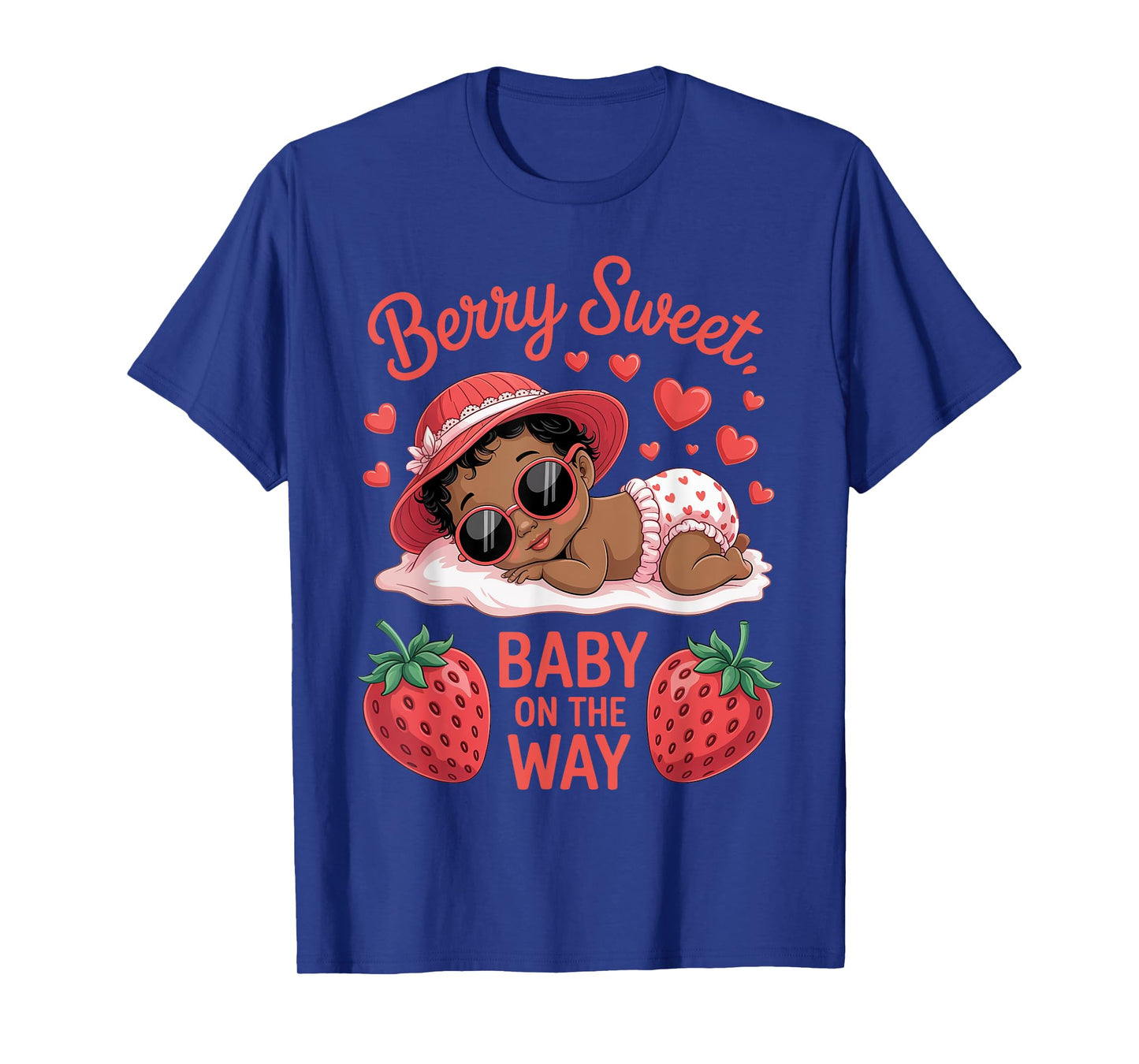 Berry Sweet Baby On The Way Baby Shower Black Girl T-Shirt