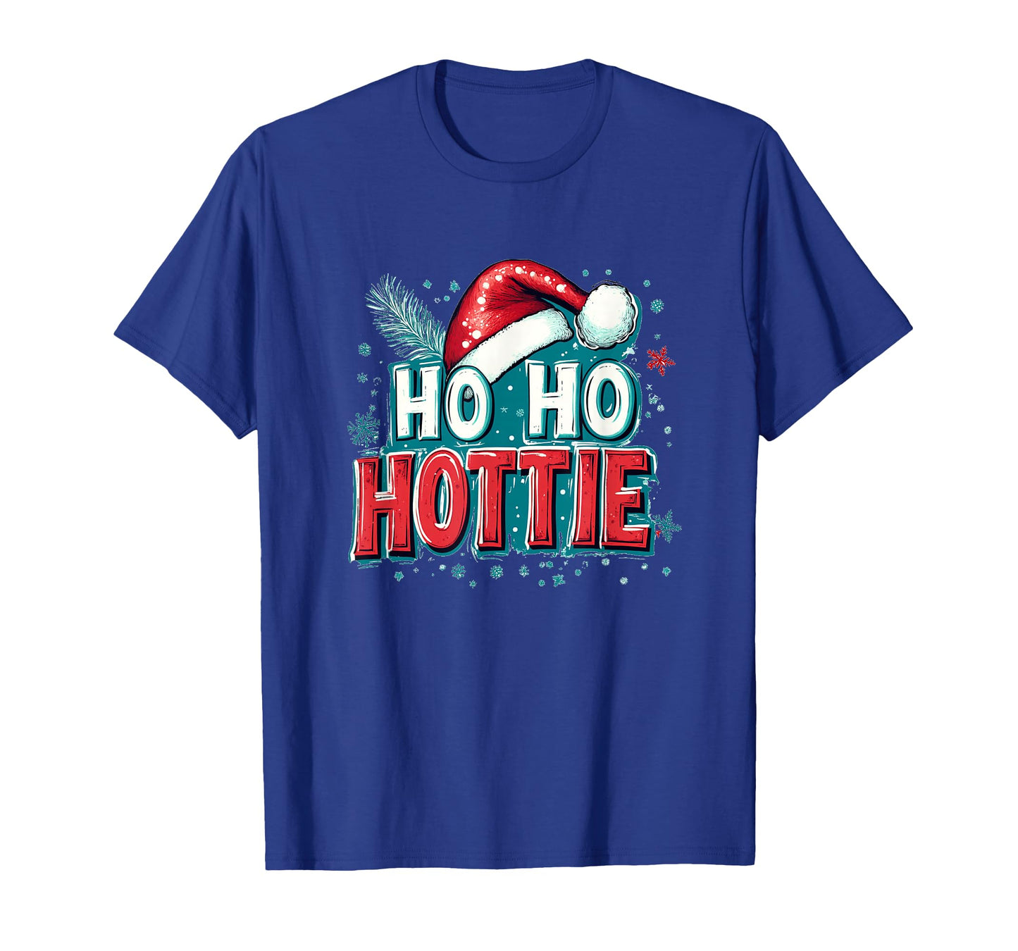 Ho Ho Hottie Emblem Statement with Naughty Santa Claus Hat T-Shirt