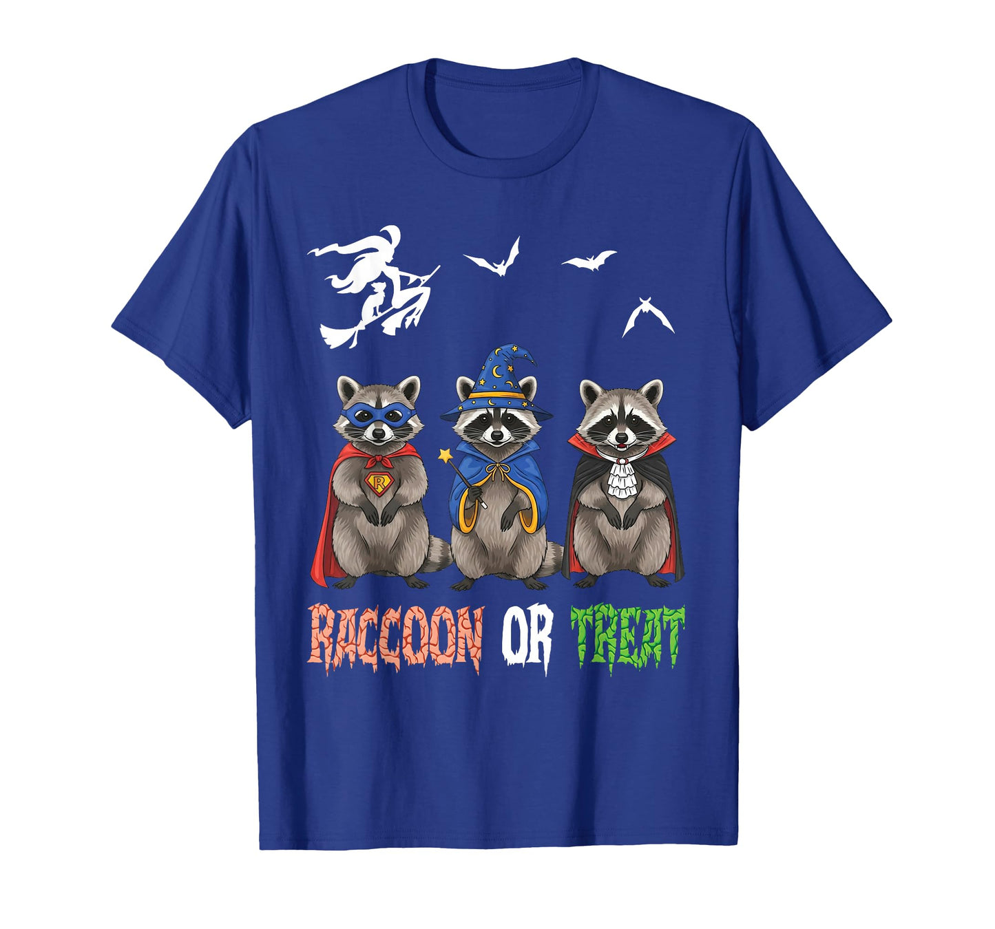 Raccoon Or Treat Halloween Day Witch Ghost Pumpkin Costume T-Shirt