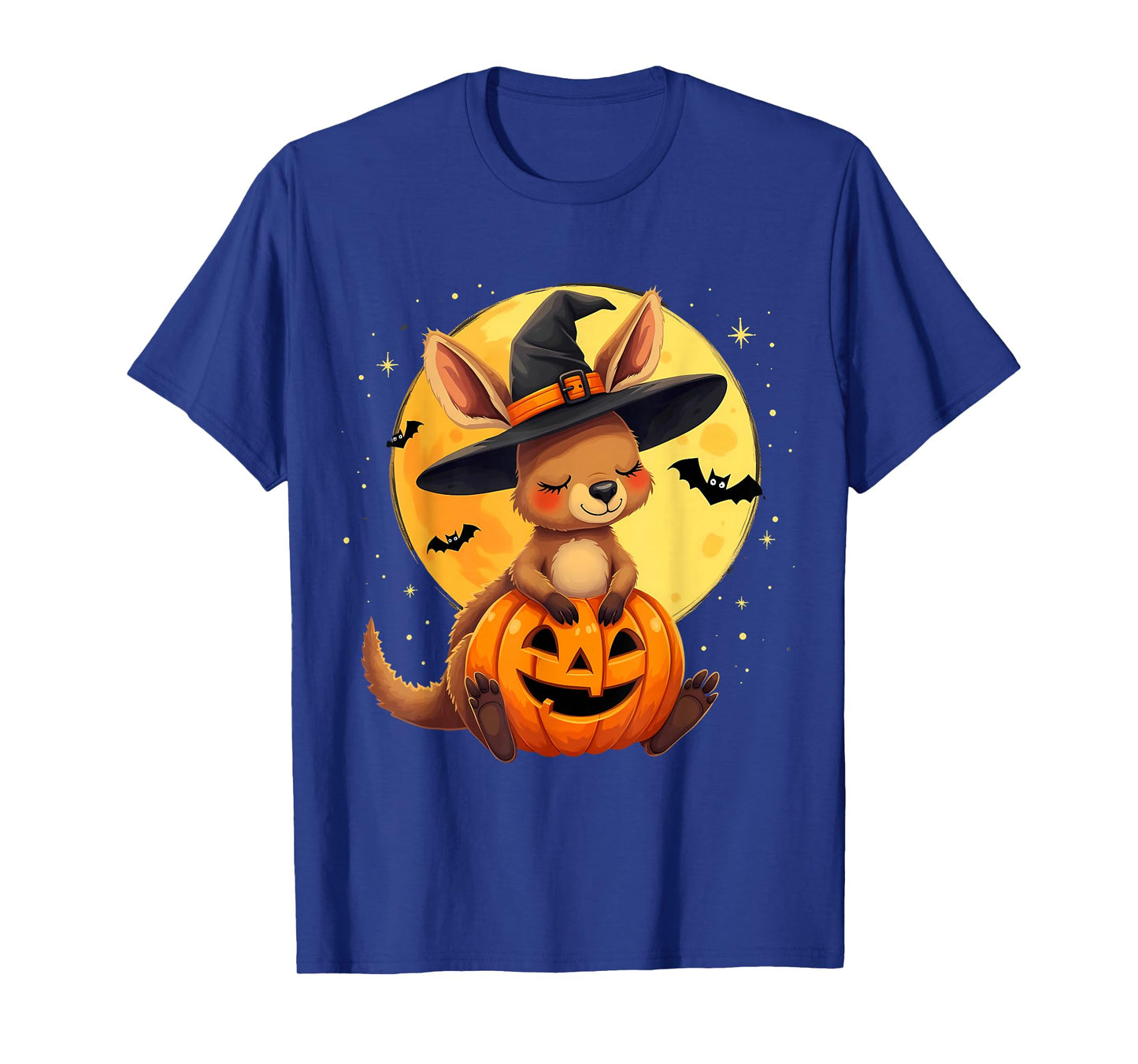 Halloween Kangaroo Witch Hat Pumpkin Spooky T-Shirt
