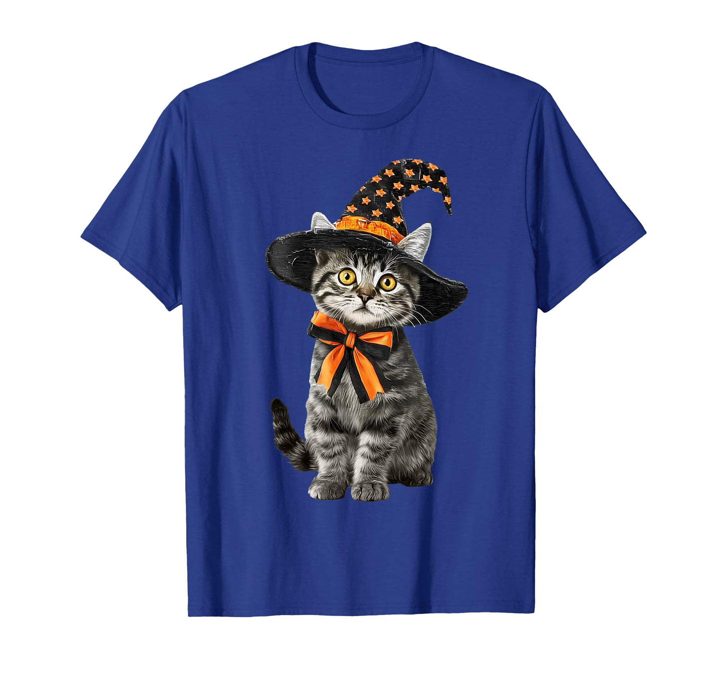 Cute Kitten Bow Cat Witch Hat Scary Halloween Men Women Kids T-Shirt