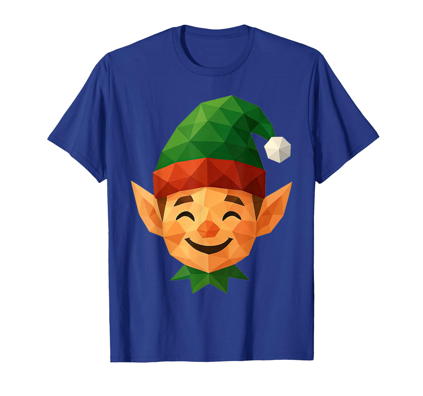 Low Poly Christmas Elf Face Geometric Polygon T-Shirt