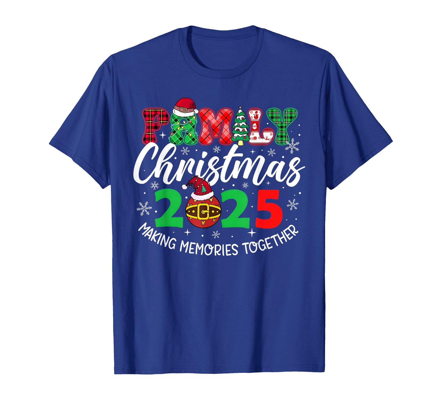 Family Christmas 2025 Xmas Lights Santa Snowflake Pajamas T-Shirt