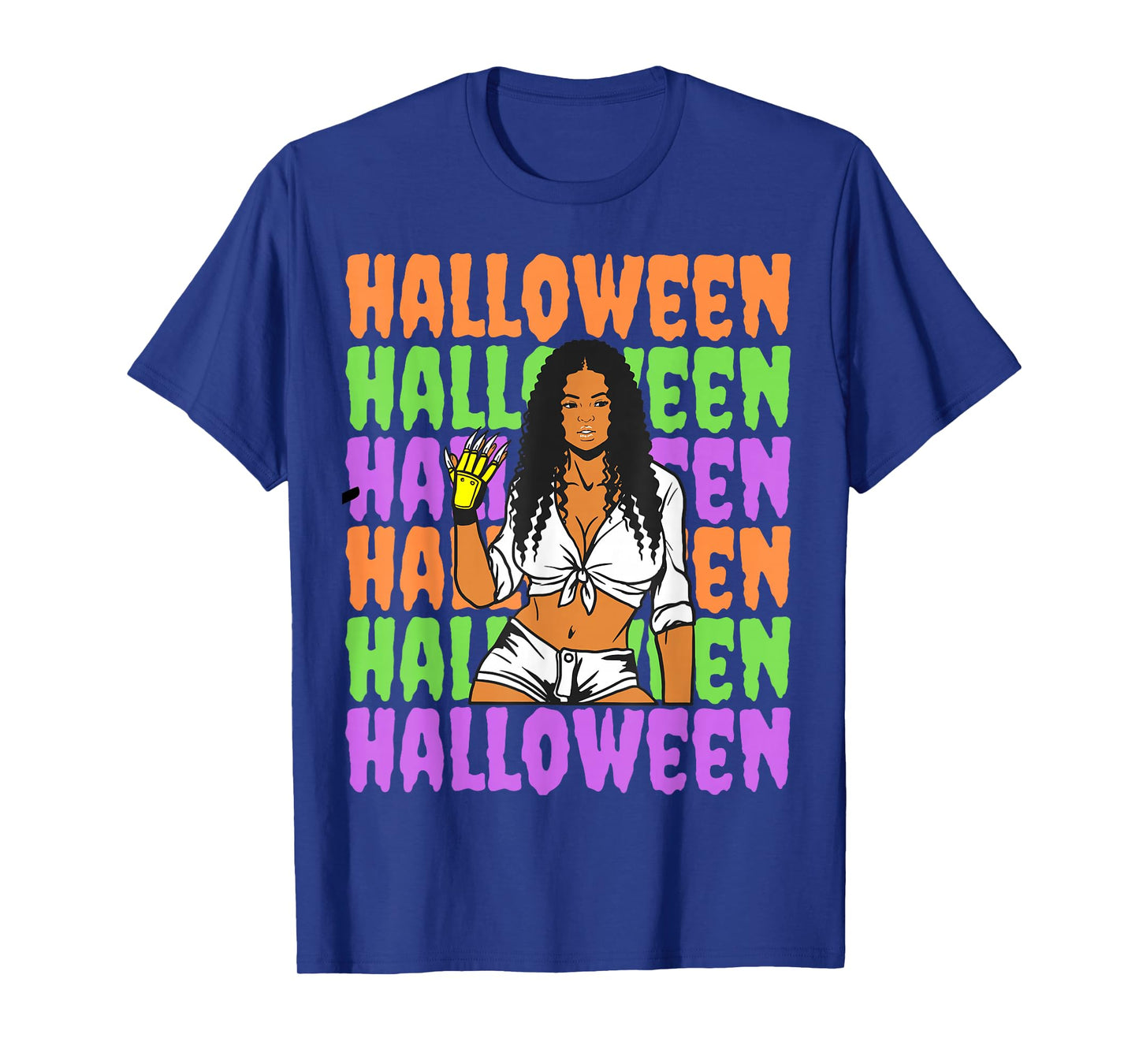 Funny Melanin Halloween Black Girl Magic Scary Blood Glove T-Shirt