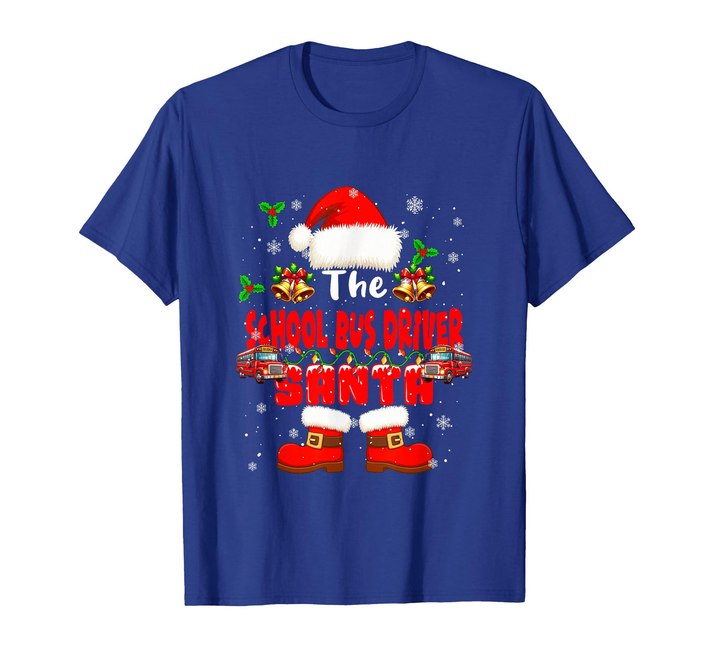 The School Bus Driver Santa Christmas Colorful Job Team T-Shirt