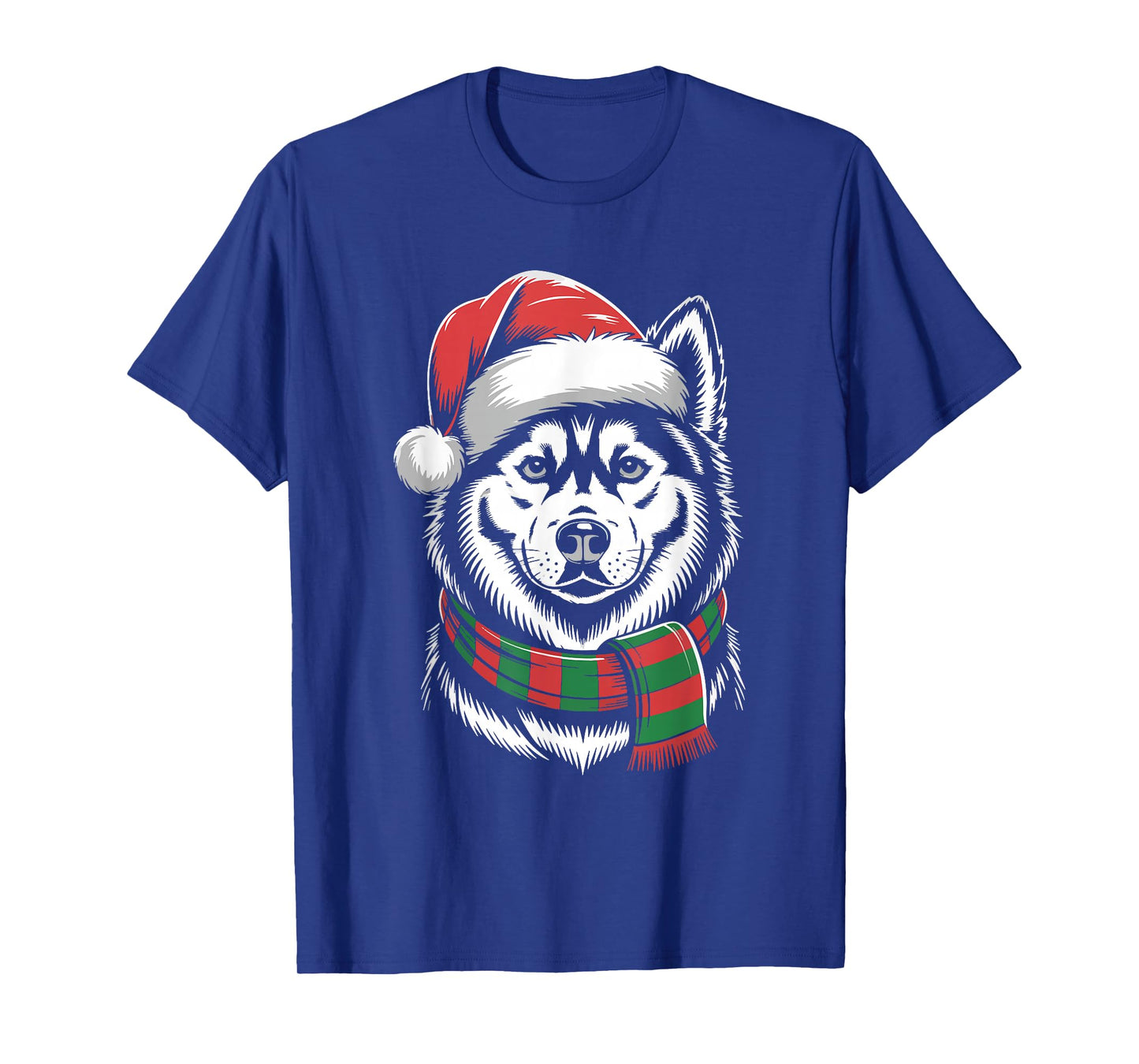 Siberian Husky Dog Xmas Santa Hat Scarf Christmas Costume T-Shirt