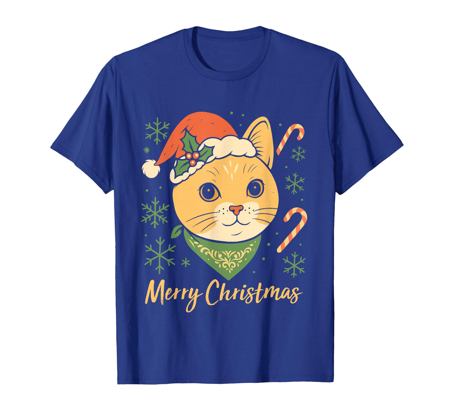 Cat Merry Christmas Santa Hat Xmas Family Pajama Men Women T-Shirt