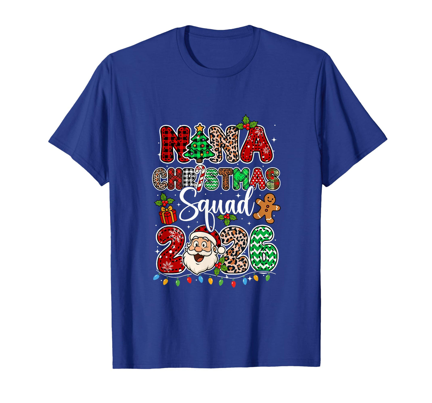 Nana Christmas Crew 2026 Leopard Funny Santa Family Group T-Shirt