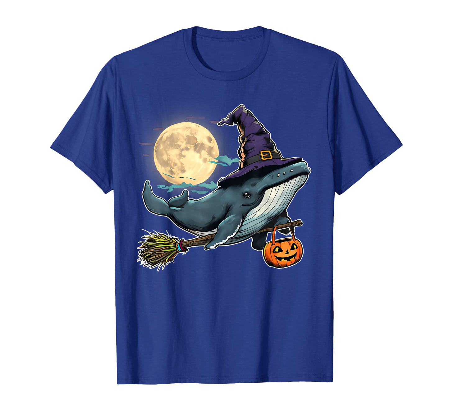 Funny Whale Witch Hat Pumpkin Halloween Costume T-Shirt