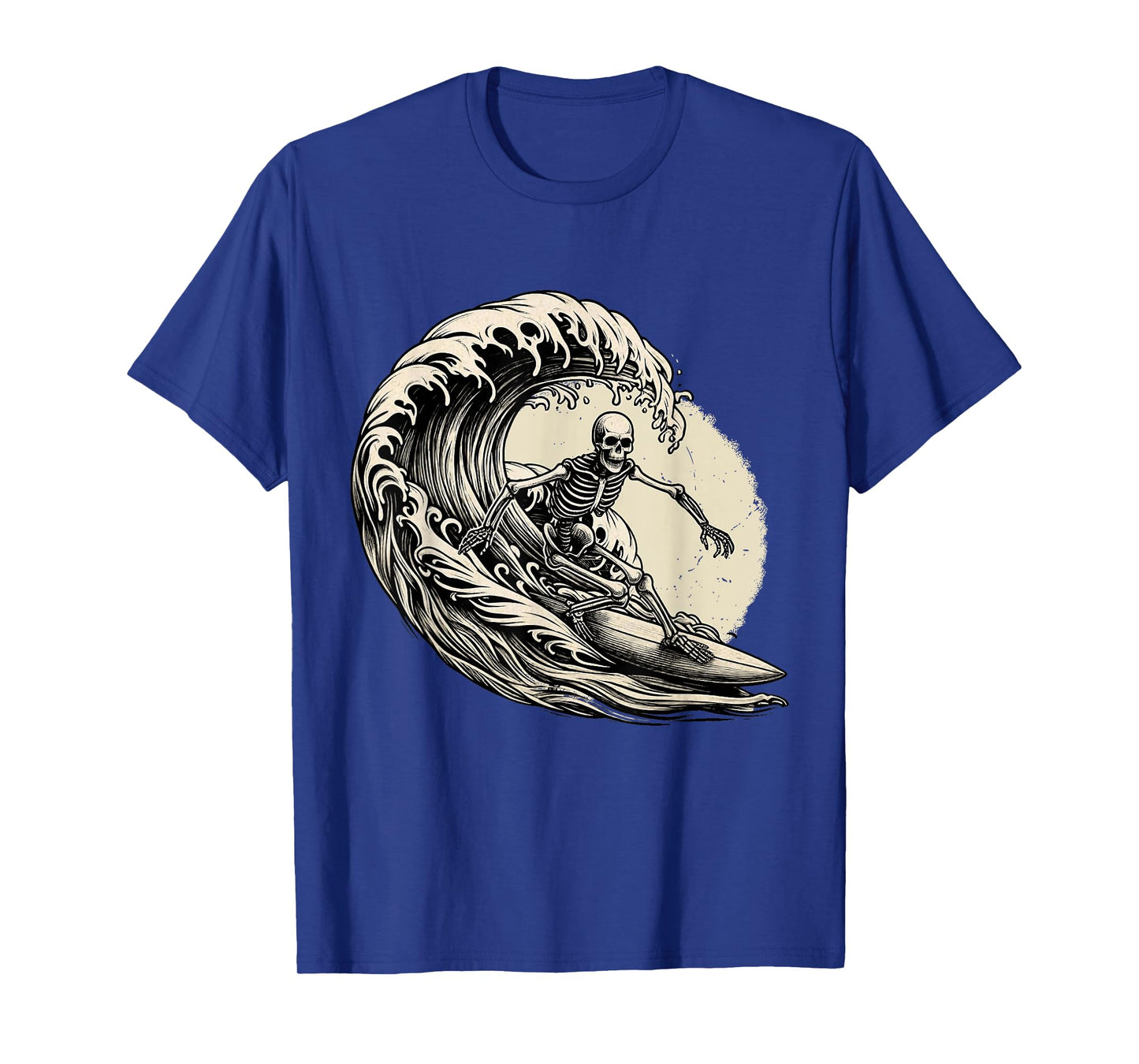 Skeleton Surfer Vintage Big Wave Surfing Funny Halloween T-Shirt