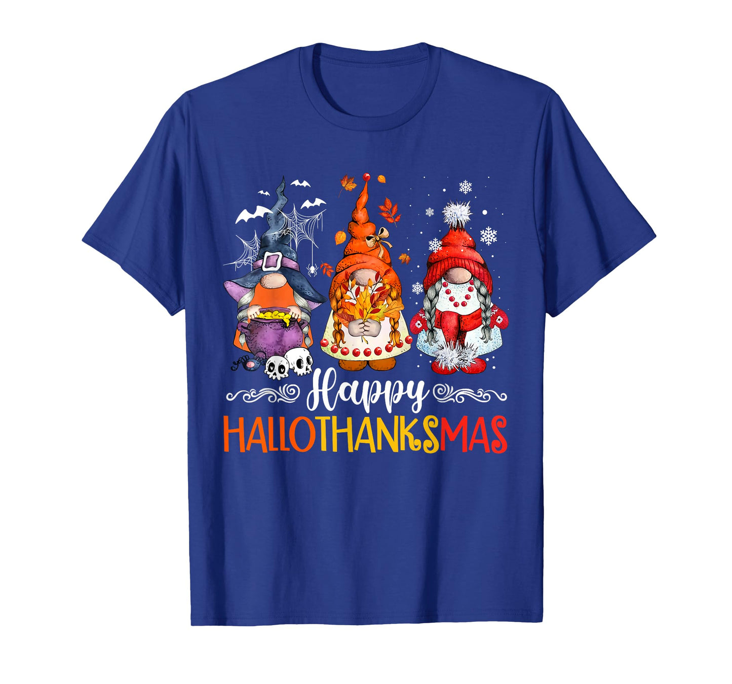 Happy Hallothanksmas Gnomes Lover Halloween Merry Christmas T-Shirt