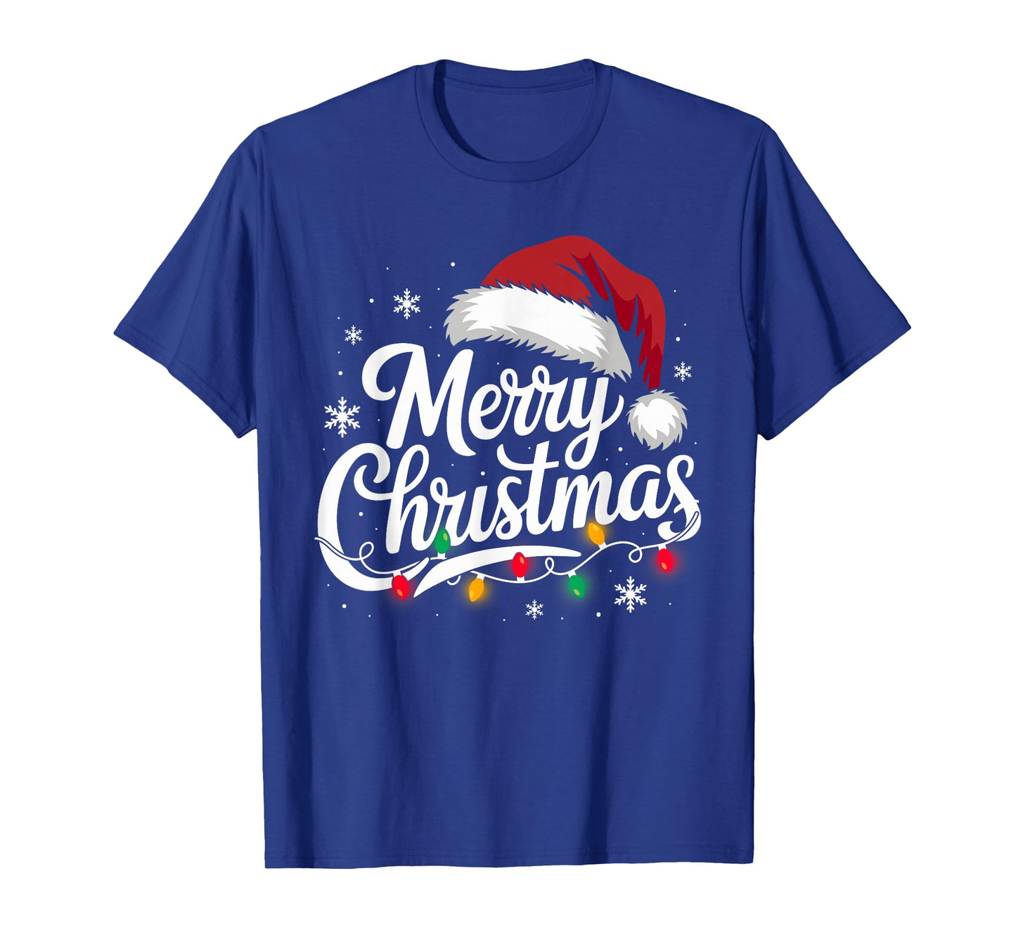 Merry Christmas Lights Red Santa Hat Xmas Family Men Women T-Shirt