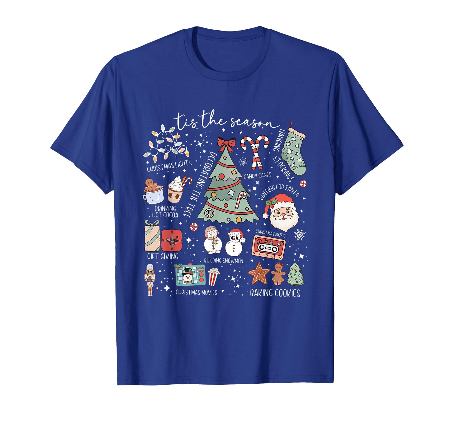 Retro Funny Tis The Season Doodles Christmas Santa Cute Xmas T-Shirt