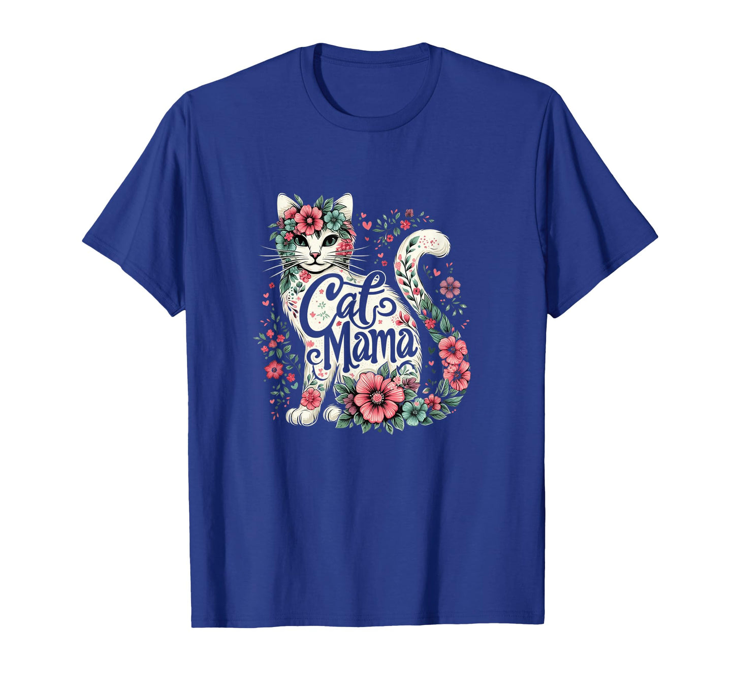 Cat Mama Cute Flower Cat Mother's Day Floral Cat Mom T-Shirt