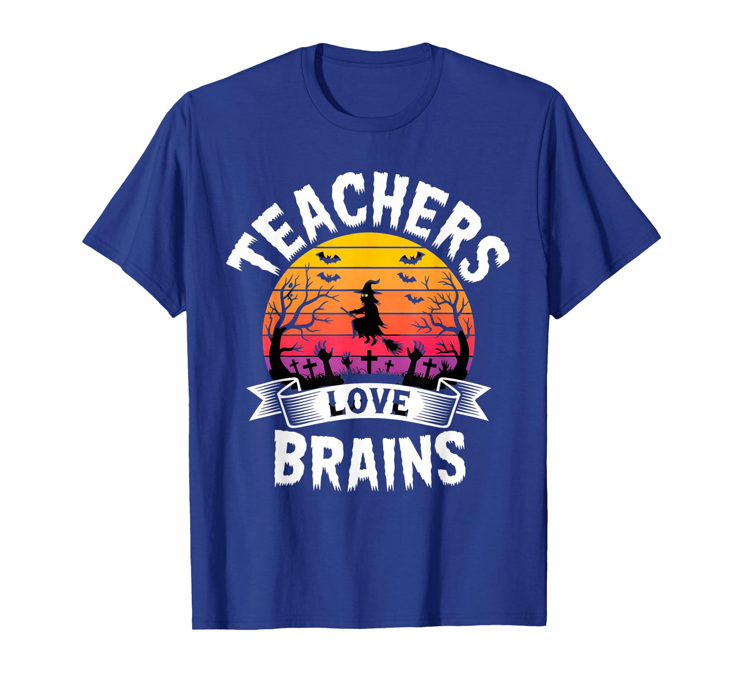 Teachers Love Brains Creepy Witch Outfit for Funny Halloween T-Shirt