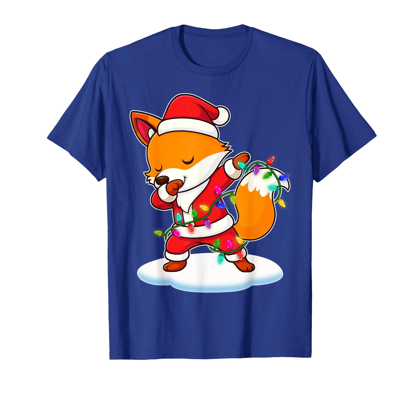 Christmas Fox Dabbing Lights Santa Xmas for Men Women T-Shirt