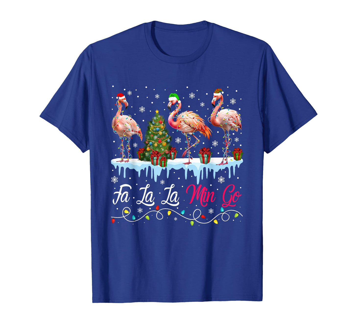 FA La La Mingo Flamingo Christmas Tropical Xmas Tree Lights T-Shirt