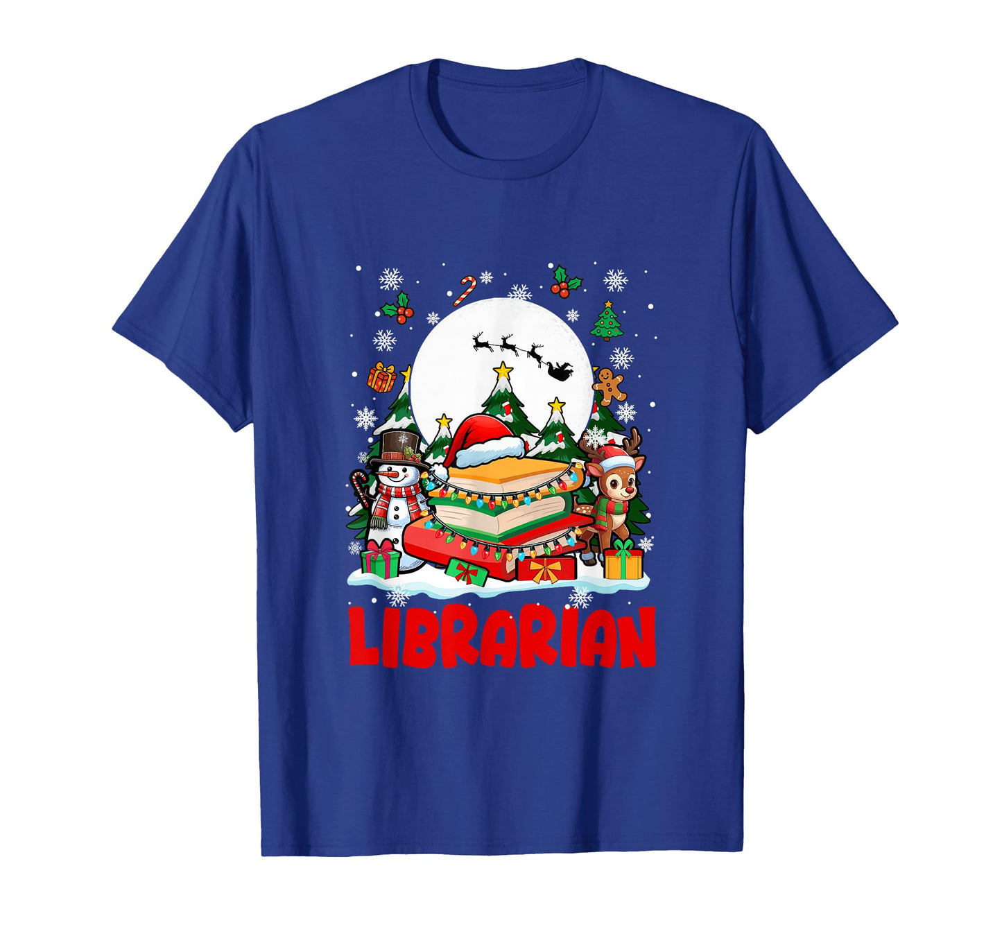 Librarian Job Tools Santa Snowmen Reindeer Christmas Trees T-Shirt